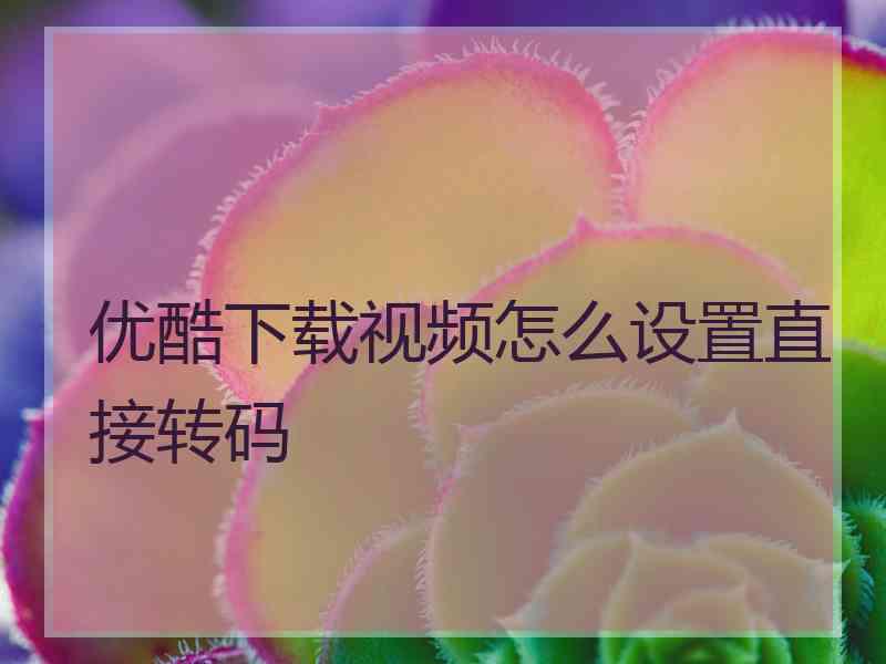 优酷下载视频怎么设置直接转码