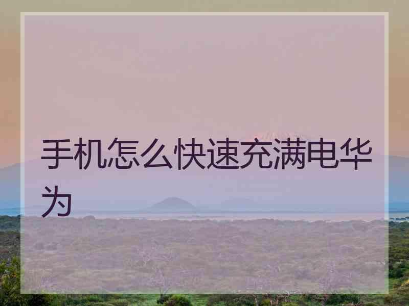 手机怎么快速充满电华为