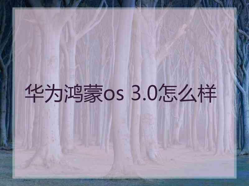 华为鸿蒙os 3.0怎么样