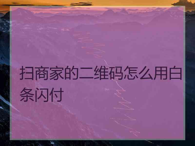 扫商家的二维码怎么用白条闪付