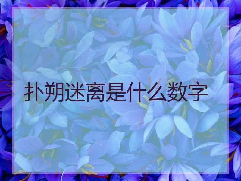 扑朔迷离是什么数字