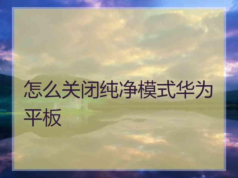 怎么关闭纯净模式华为平板