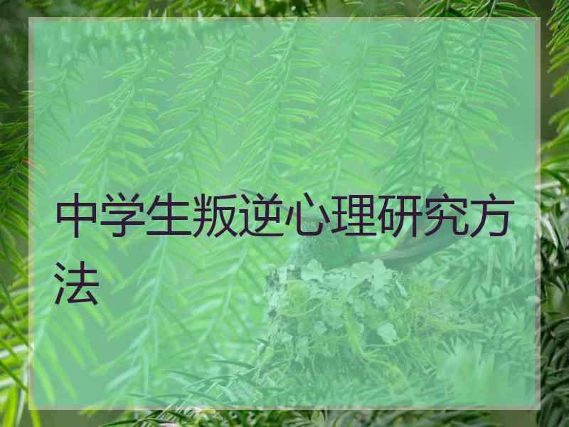 中学生叛逆心理研究方法