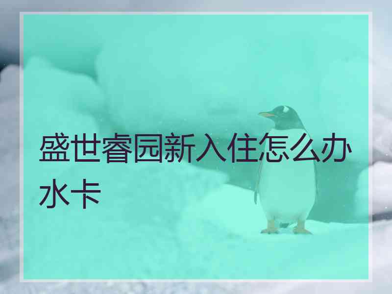 盛世睿园新入住怎么办水卡