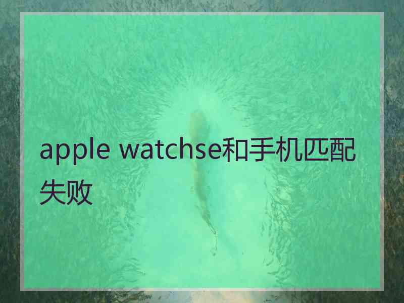 apple watchse和手机匹配失败