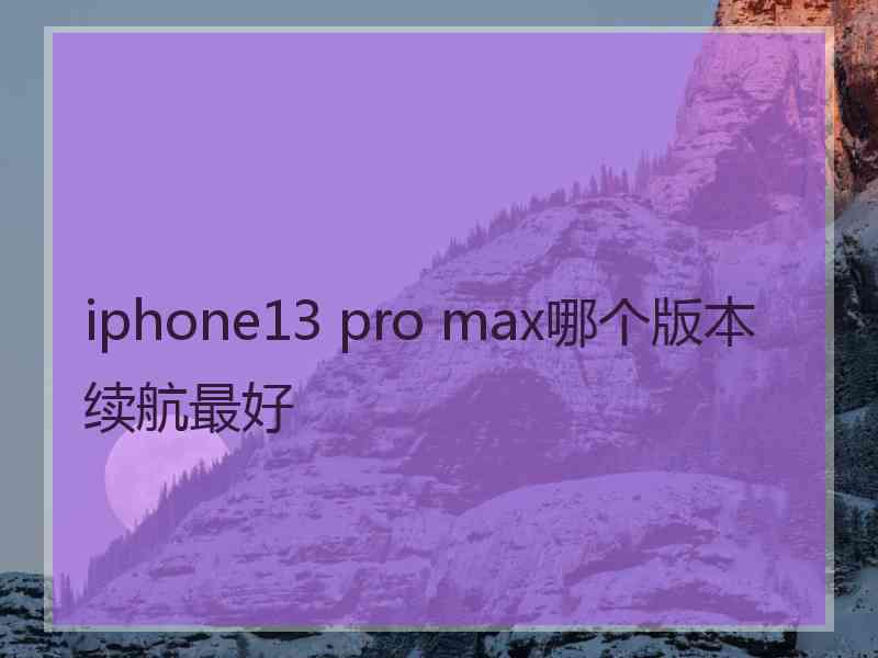 iphone13 pro max哪个版本续航最好