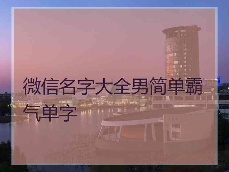 微信名字大全男简单霸气单字