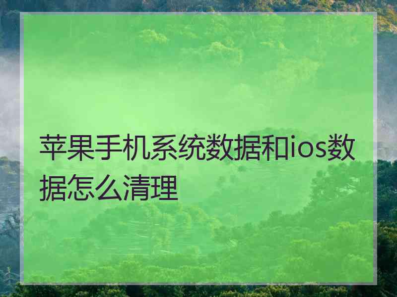 苹果手机系统数据和ios数据怎么清理