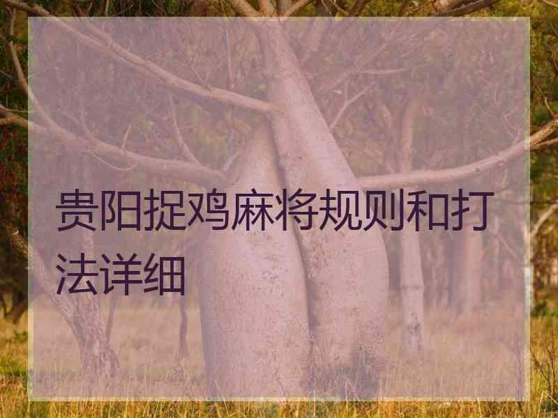 贵阳捉鸡麻将规则和打法详细