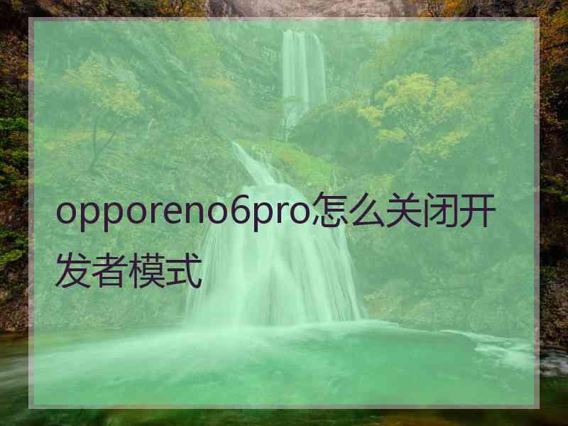 opporeno6pro怎么关闭开发者模式