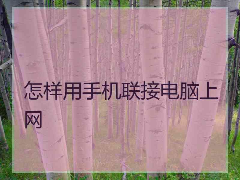 怎样用手机联接电脑上网