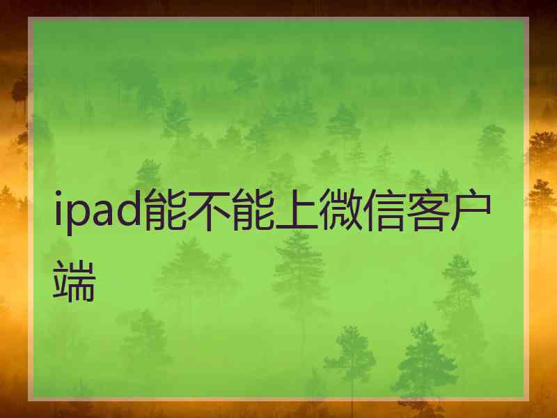 ipad能不能上微信客户端