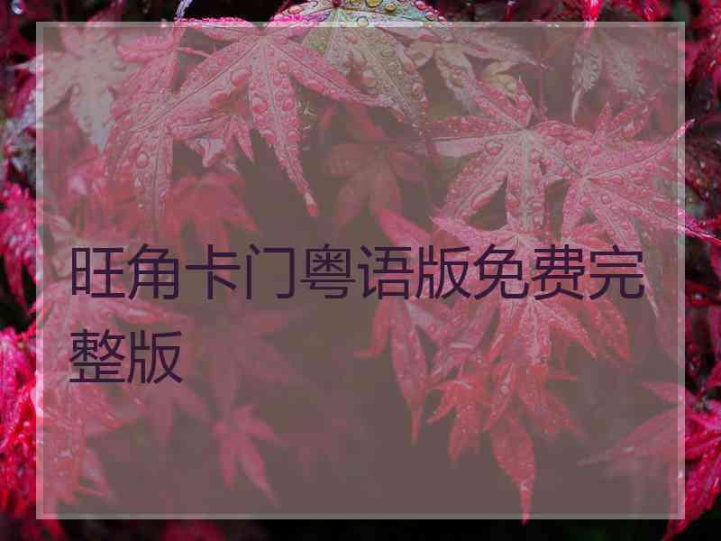 旺角卡门粤语版免费完整版