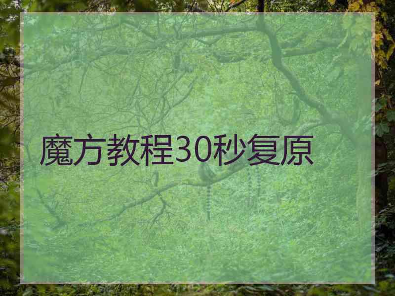 魔方教程30秒复原