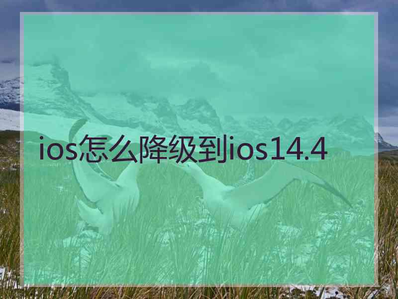 ios怎么降级到ios14.4