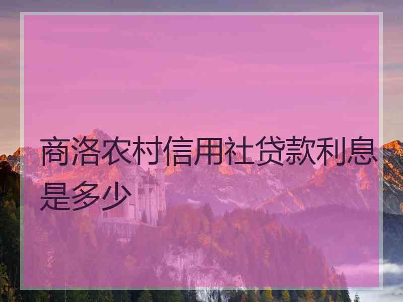 商洛农村信用社贷款利息是多少