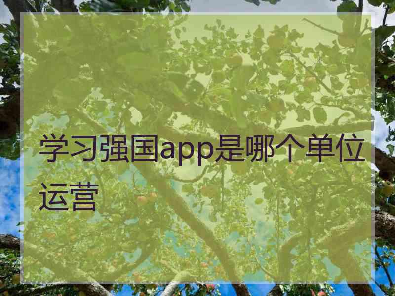 学习强国app是哪个单位运营