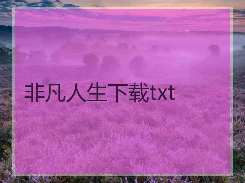 非凡人生下载txt