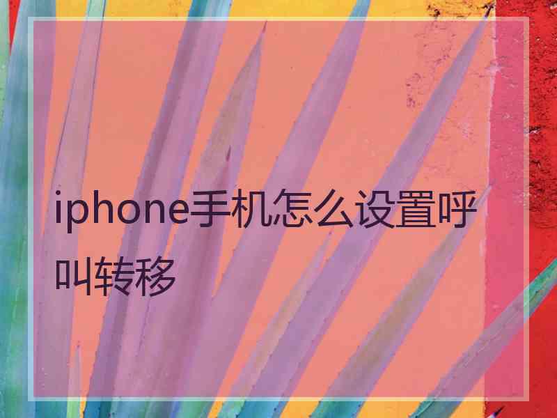 iphone手机怎么设置呼叫转移