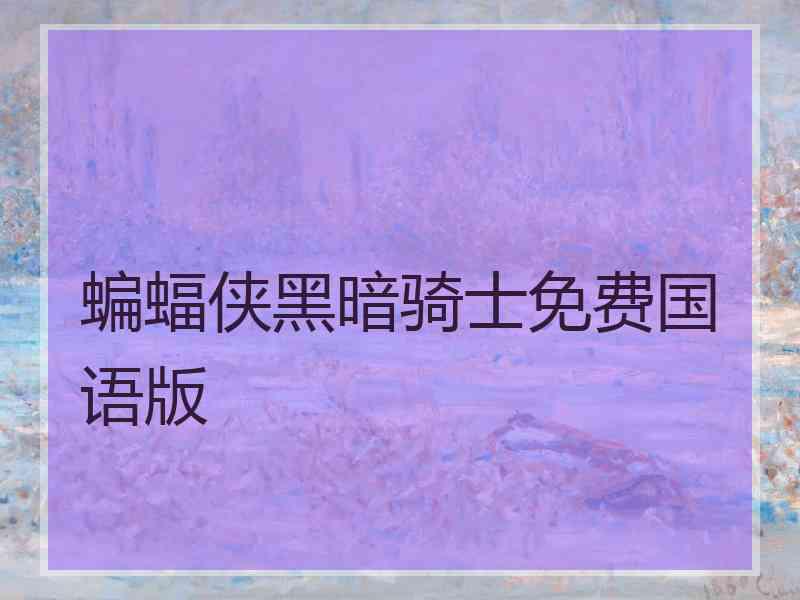 蝙蝠侠黑暗骑士免费国语版