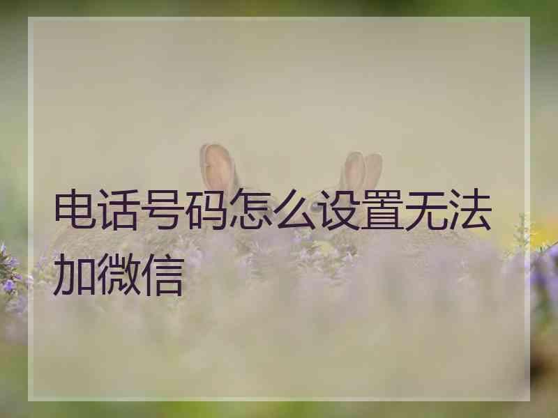 电话号码怎么设置无法加微信