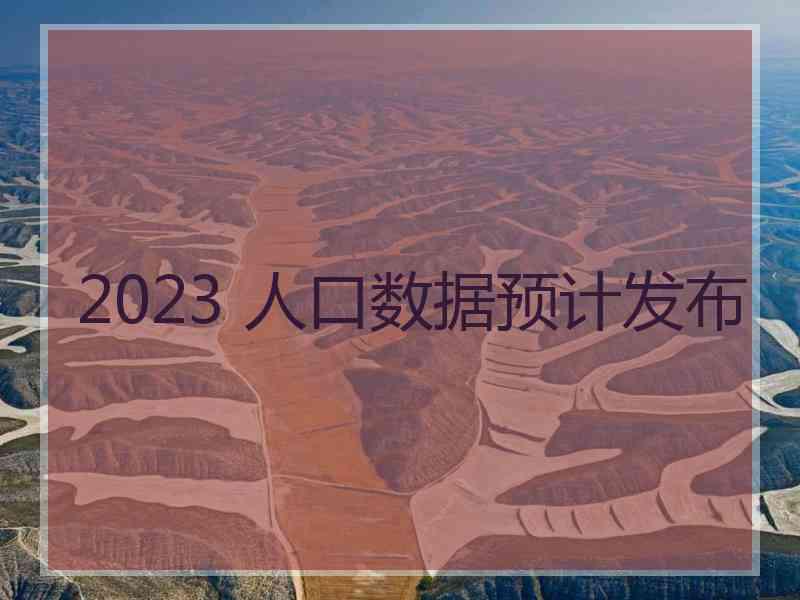 2023 人口数据预计发布