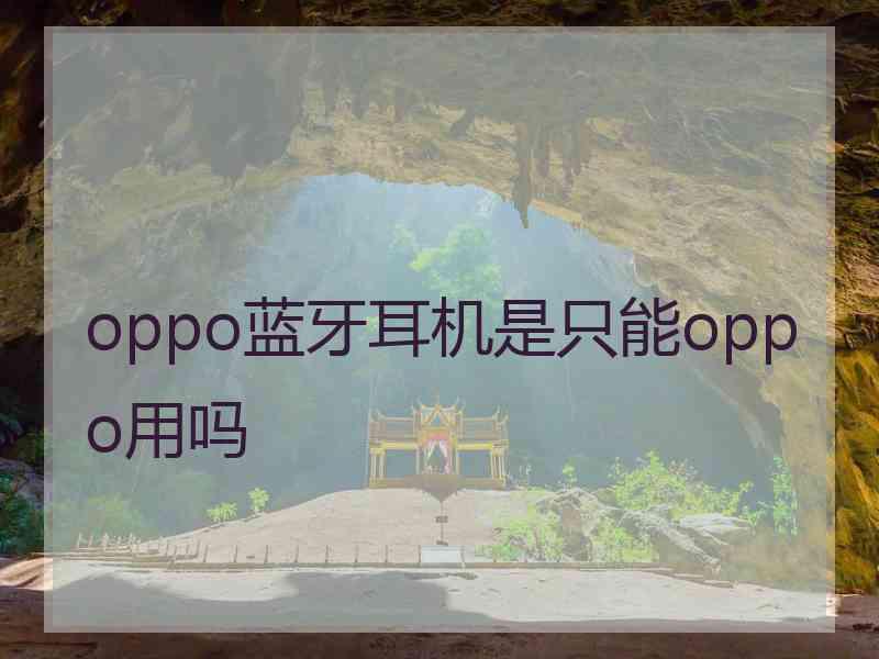 oppo蓝牙耳机是只能oppo用吗