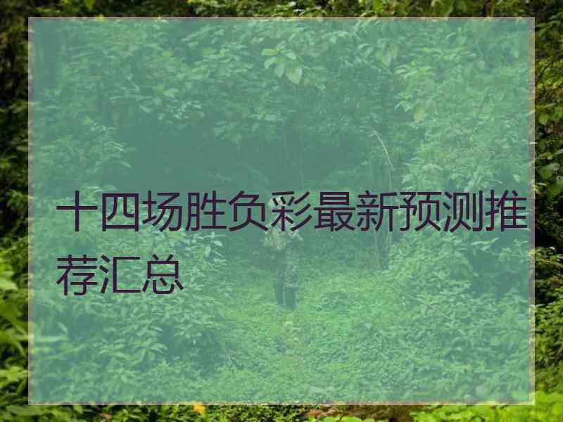 十四场胜负彩最新预测推荐汇总