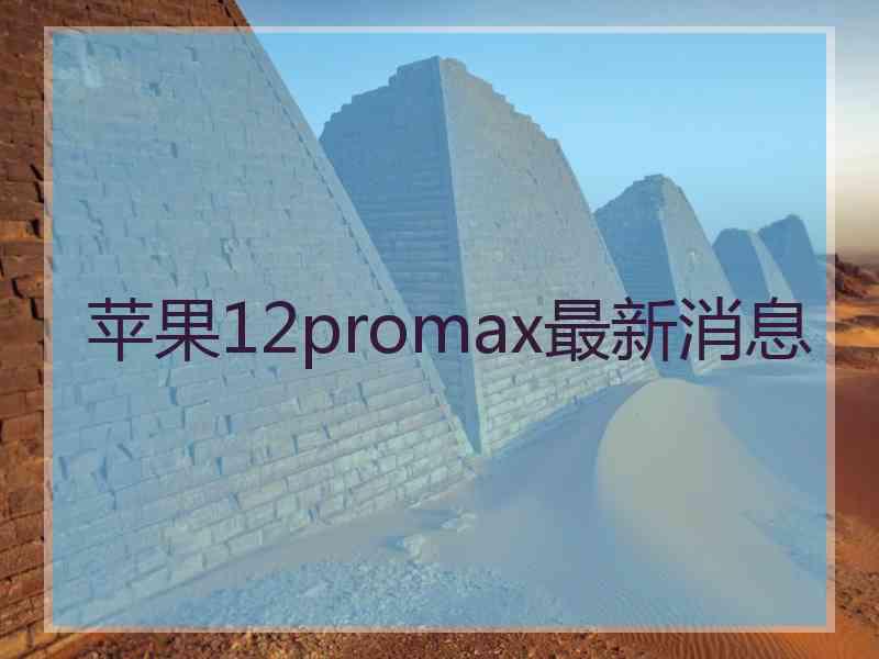 苹果12promax最新消息