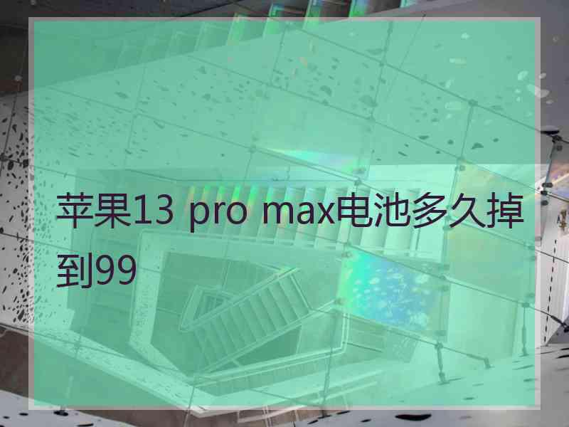 苹果13 pro max电池多久掉到99