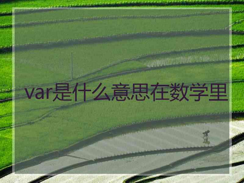 var是什么意思在数学里