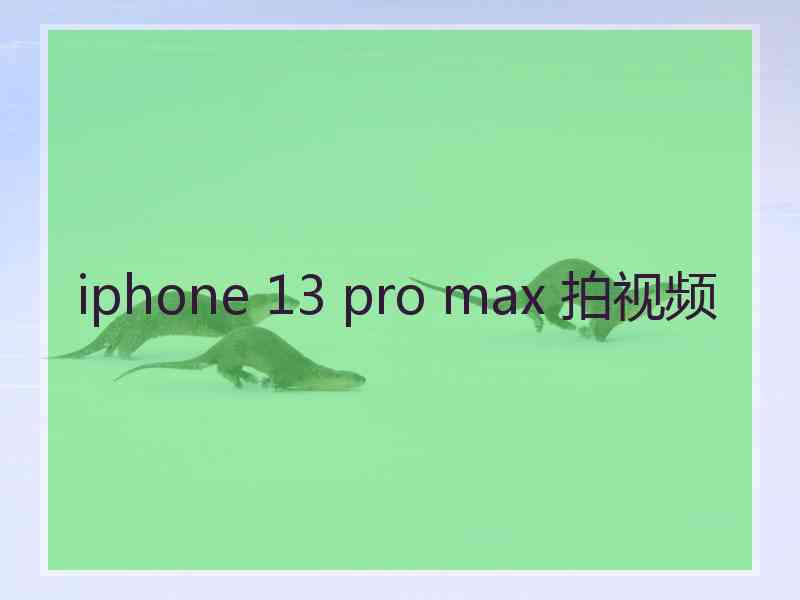 iphone 13 pro max 拍视频