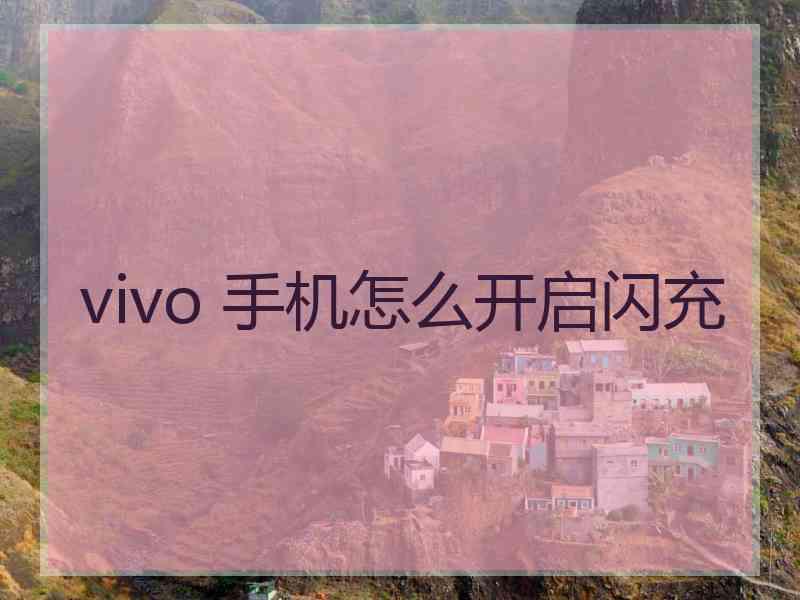 vivo 手机怎么开启闪充