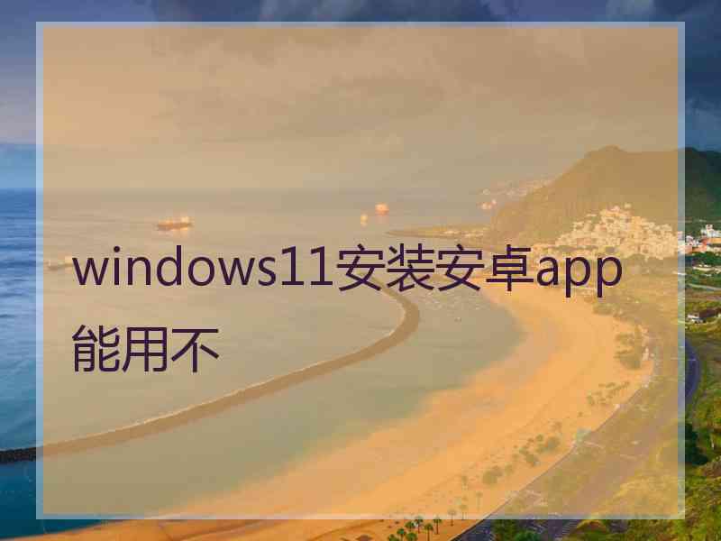 windows11安装安卓app能用不