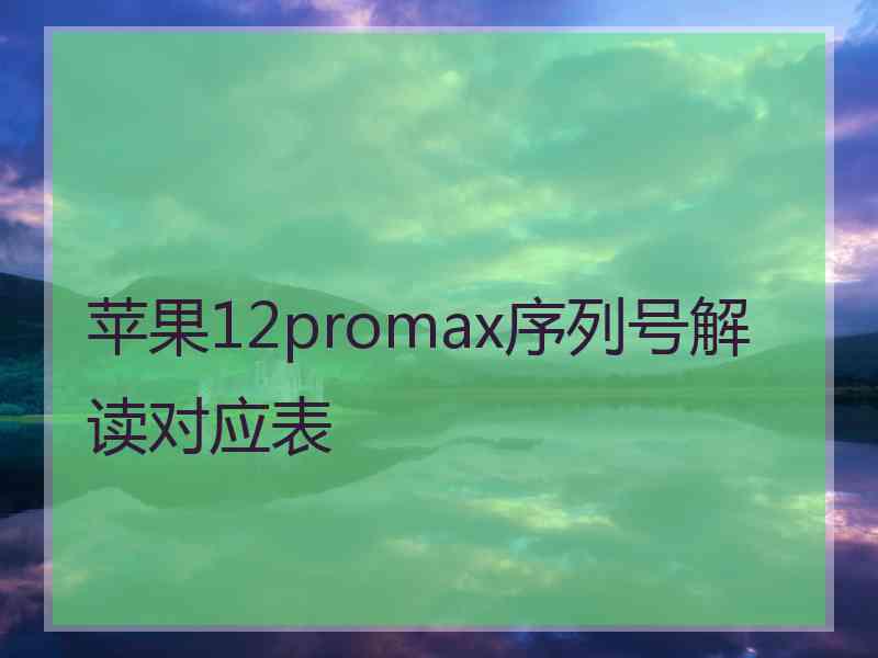 苹果12promax序列号解读对应表