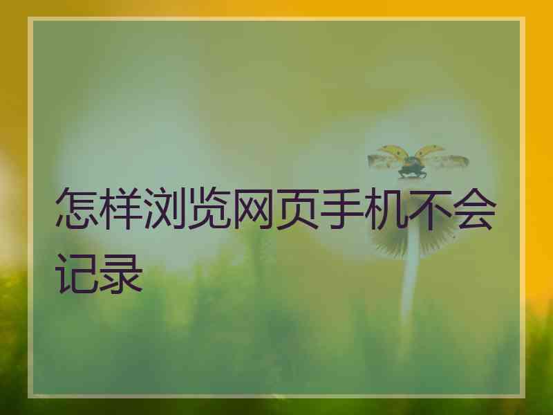 怎样浏览网页手机不会记录