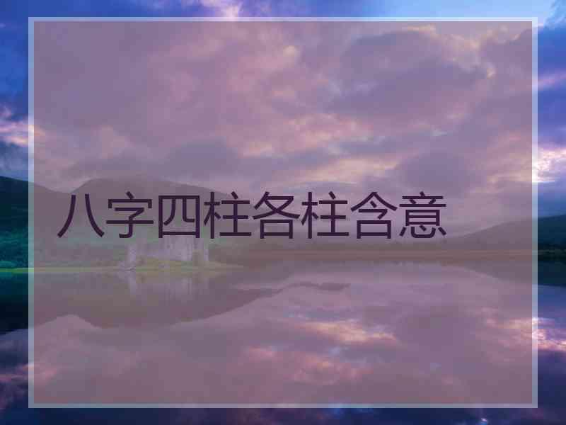 八字四柱各柱含意