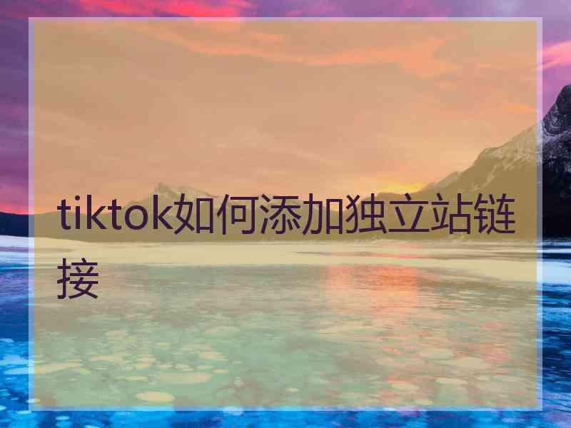 tiktok如何添加独立站链接