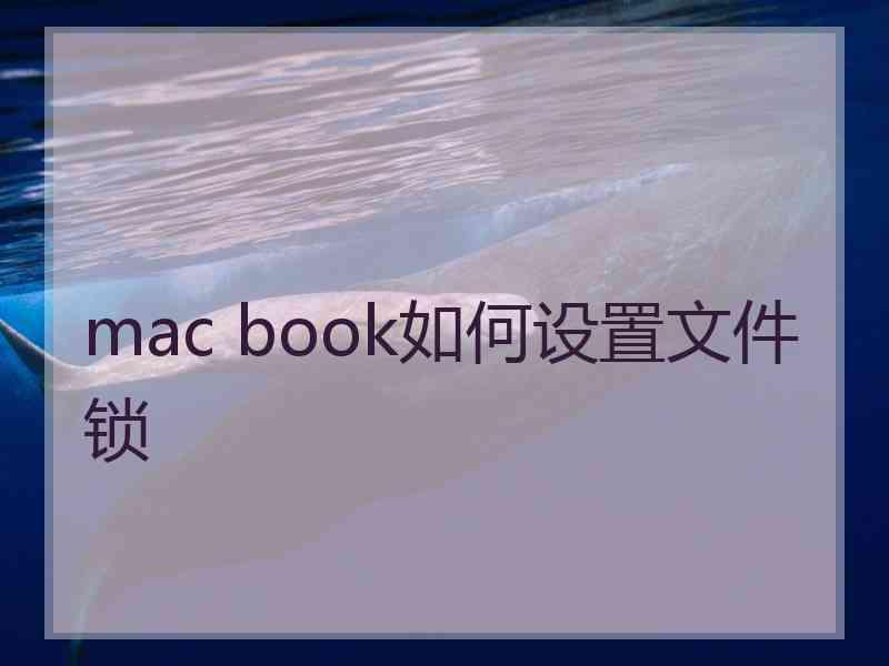 mac book如何设置文件锁