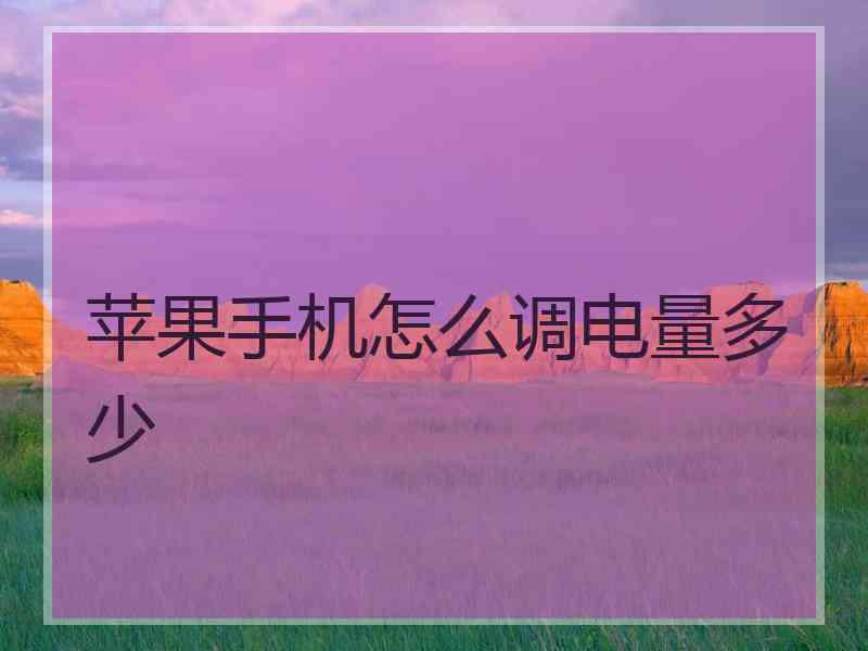 苹果手机怎么调电量多少