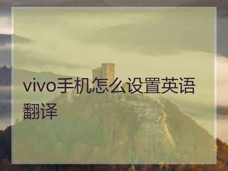 vivo手机怎么设置英语翻译