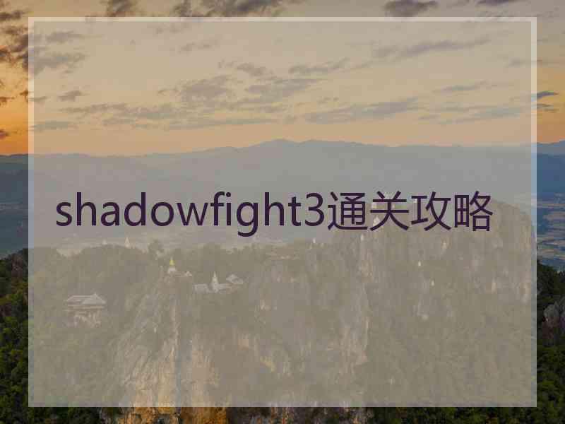 shadowfight3通关攻略