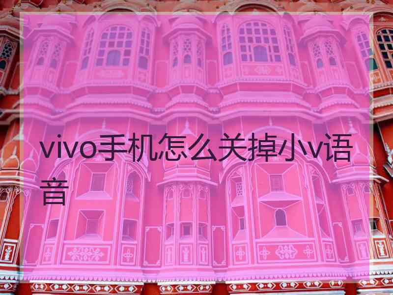 vivo手机怎么关掉小v语音