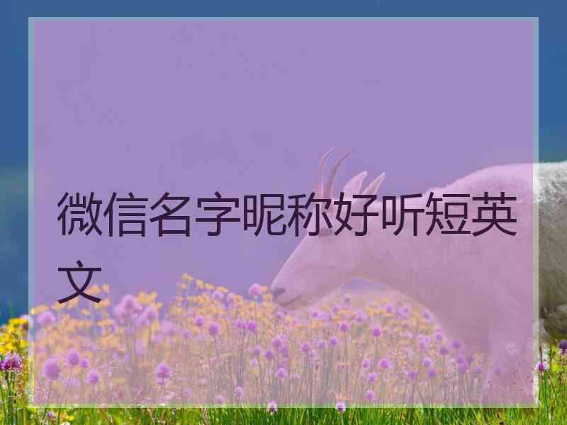 微信名字昵称好听短英文