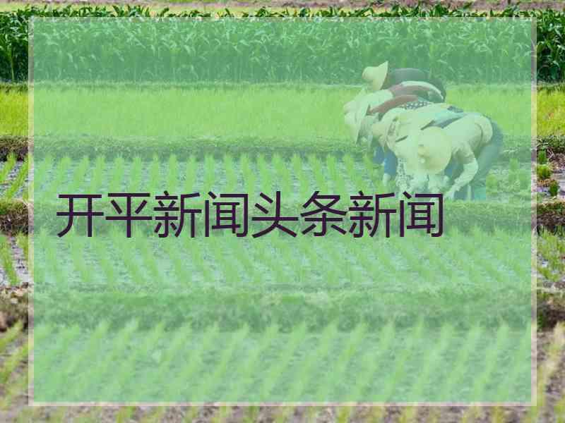 开平新闻头条新闻