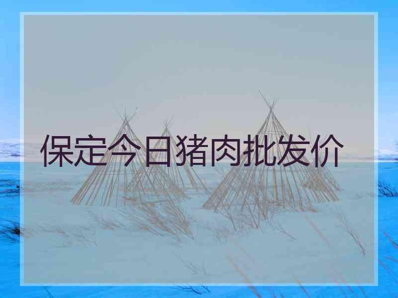 保定今日猪肉批发价