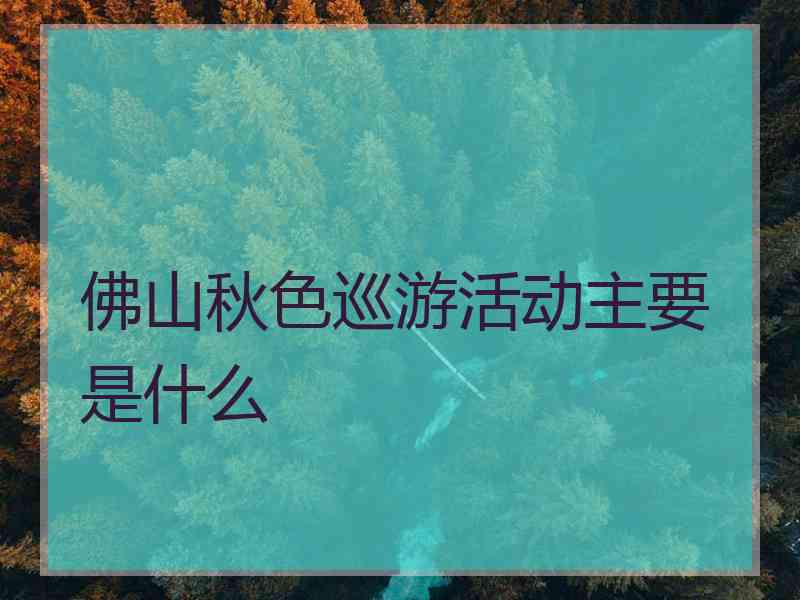 佛山秋色巡游活动主要是什么