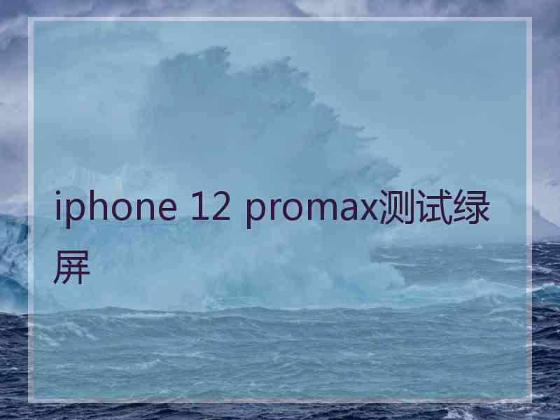 iphone 12 promax测试绿屏