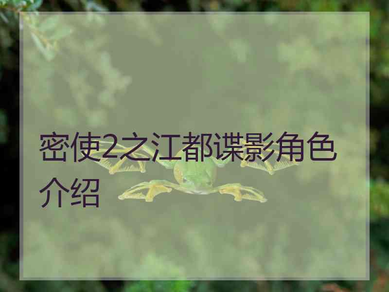 密使2之江都谍影角色介绍