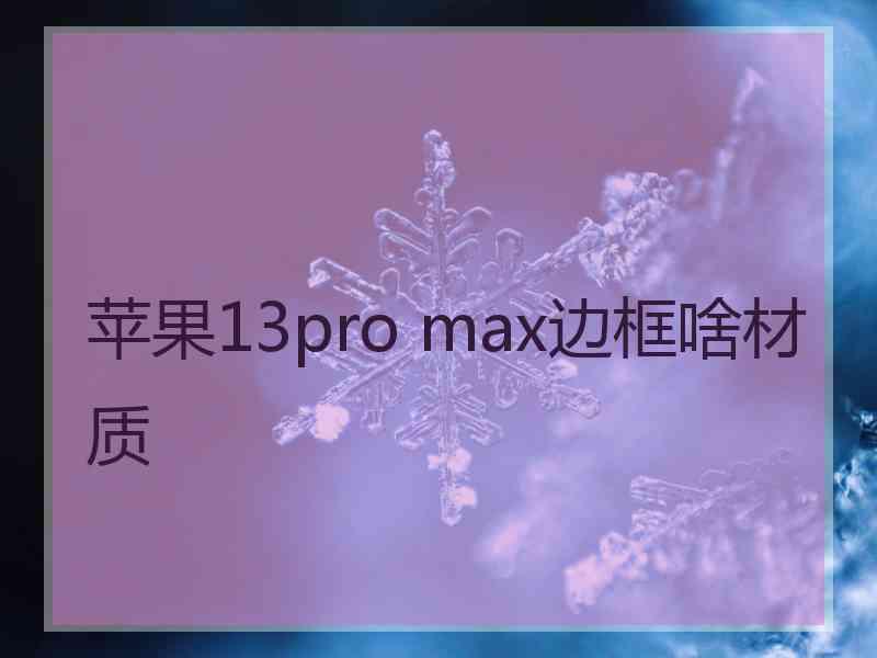 苹果13pro max边框啥材质